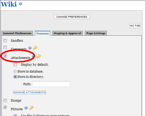 Wiki Attachments Preferences