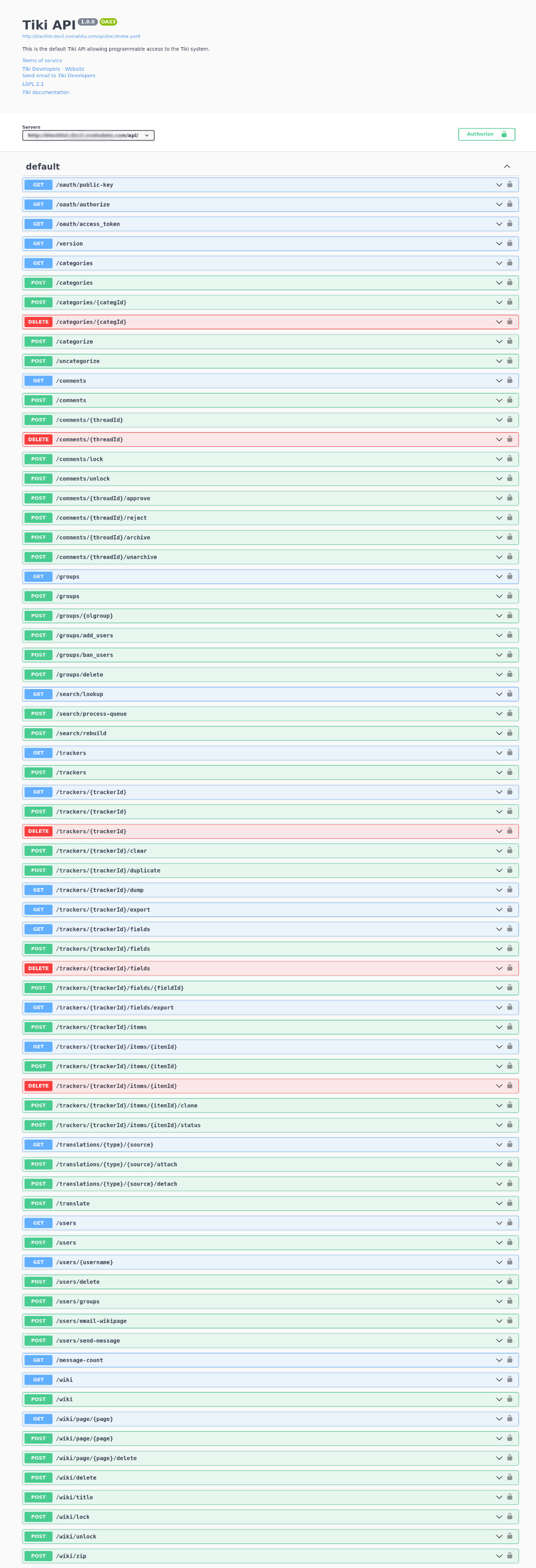 Tiki API Documentation