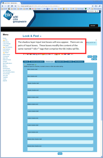 Figure 5 - Shadow Layer Text Input Boxes