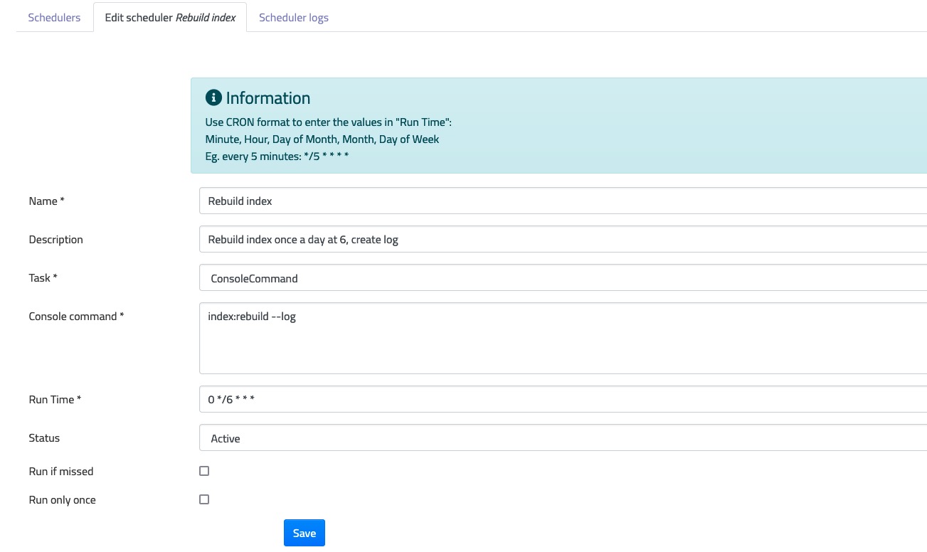 Scheduler Index Rebuilt Sample