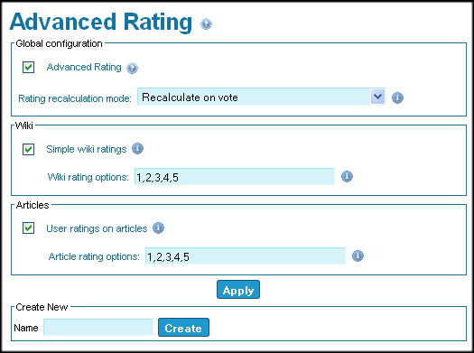 Advanced Ratings page