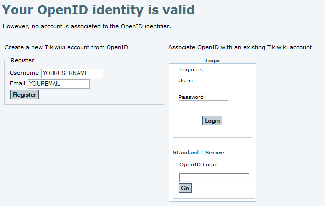 Associating an OpenID with a Tiki login